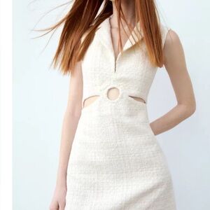 Zara Cream Tweed Mini Dress